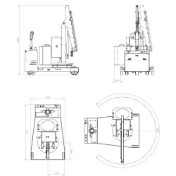 Grue d'atelier porte-à-faux motorisée rotation manuelle du mât à 270º